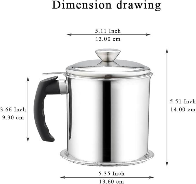 Stainless Steel Oil Pot With Filter & Lid